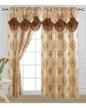 Load image into Gallery viewer, Luxury Fancy Jacquard Design Room Darkening Curtain Panel With Attached Waterfall Valance, 54 By 84-Inch Solid Plain Colors Rod Pocket Modern Semi Blackout For Living Room Bedroom And Dining Room