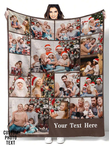 1pc Customized Flannel Photo Blanket, Personalized Family Pet Couple Photo Printed Bedding Blanket, Personalized Christmas Gift, Mother's/Father's Day Gift, Birthday Gift, Gift For Her, Soft & Breathable, Aesthetic Home Refresh 2026, Anniversary Gift