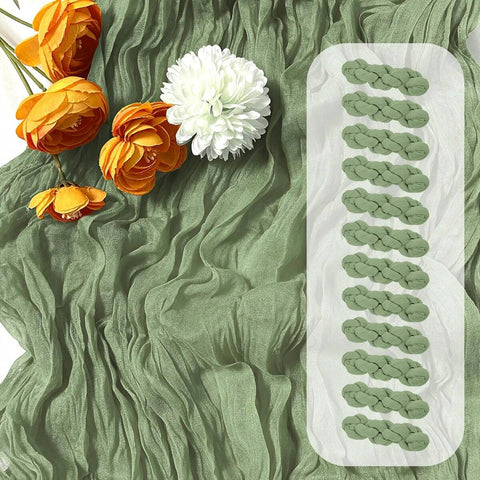 6/12 Pack Sage Green Cheesecloth Table Runner 17 X 108 Inch Gauze Table Runner Fabric Semi Sheer Cheese Cloth Table Decoration Bulk For Rustic Romantic Wedding Shower Table Decoration