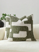 Load image into Gallery viewer, 1pc/2pcs Olive Green Geometric Patchwork Pattern Throw Pillow Cover, Modern Fashionable High-Density Jacquard Chenille Square Customized Decorative Cushion Cover, Suitable For Home, Sofa, Bed, Chair, Party, Gift For Friends, All Seasons